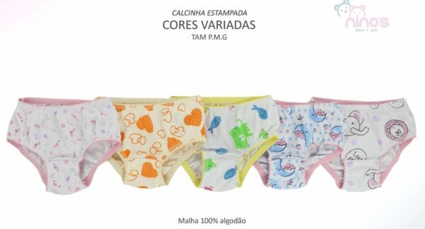 Calcinha Estampada para Bebês Ninos Kit 3 Sortidas